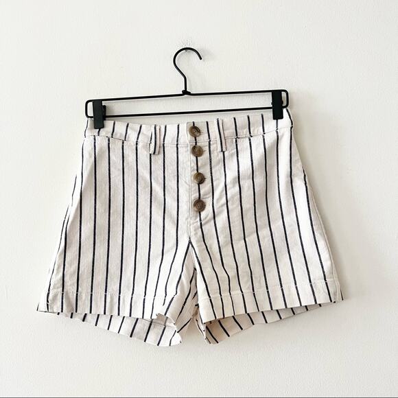 Madewell Emmett Button-Front Shorts in Stripe - Picture 3 of 8